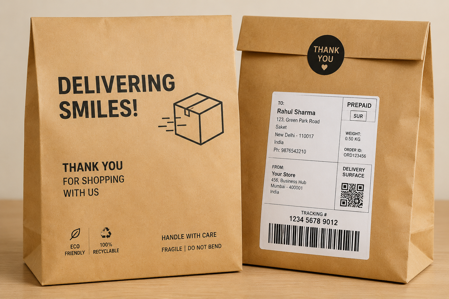 Kraft Paper Bag For Grocery & Bakery